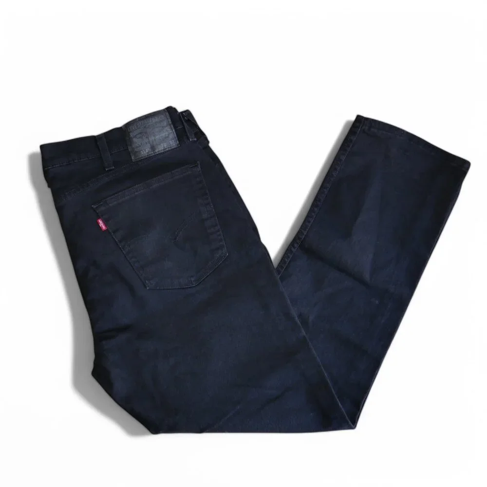 Levis 514 Men's Size 38-40x32 Jeans Straight Leg Regular Fit Stretch Denim Black